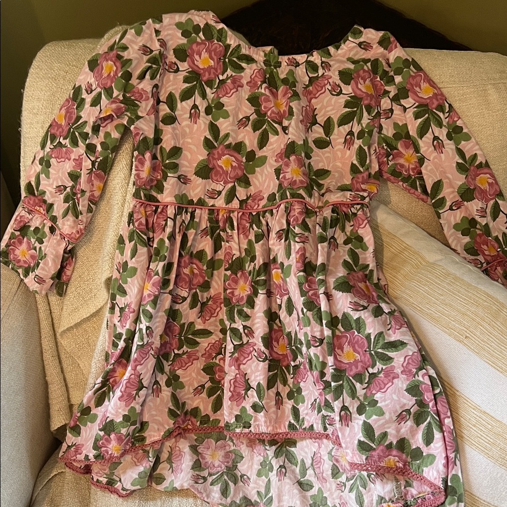 Ruffle Butts Pink Floral Top with Green Leaf Print